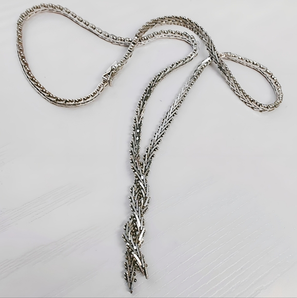 Vintage MEXICO Sterling Silver Braided Riccio Necklace 17" - Picture 4 of 14